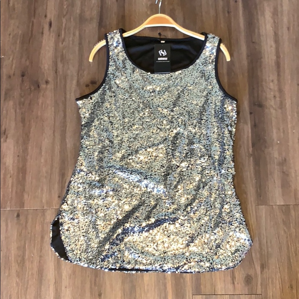 Sparkling silver and black shirt